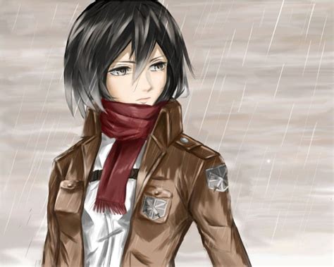 Mikasa ackerman hembra marrón sexy llanura linda pelo corto