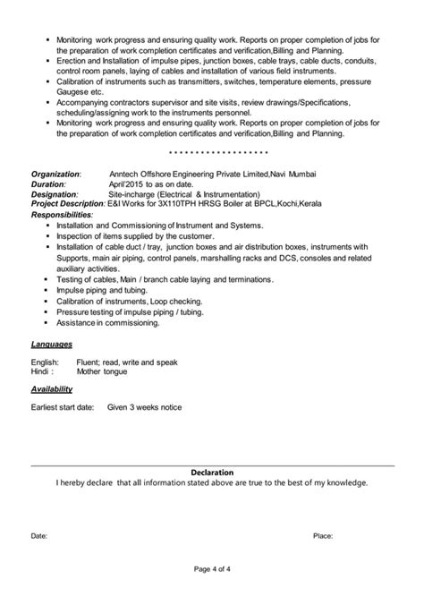 Instrumentation Engineer Resume | PDF