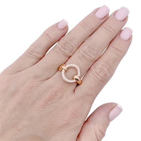 Herm S Ring Pink Gold Diamonds Filet D Or Collection