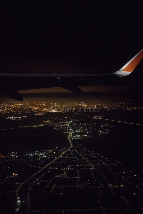 View From Airplane Window At Night Stock Image - Image of night ...