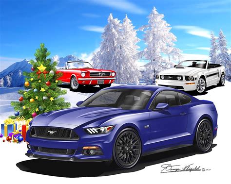 Ford Mustang Says Merry Christmas From The Automotive Art Of Danny