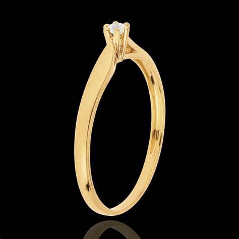 Bague Solitaire Roseau 6 Griffes 0 05 Carat Or Jaune 18 Carats