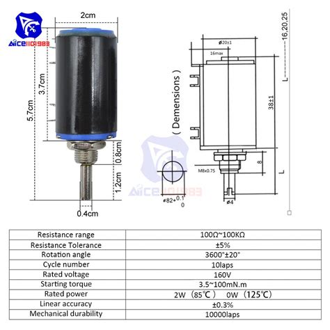 Pcs Wxd W Wirewound Potentiometer Resistance R R K K