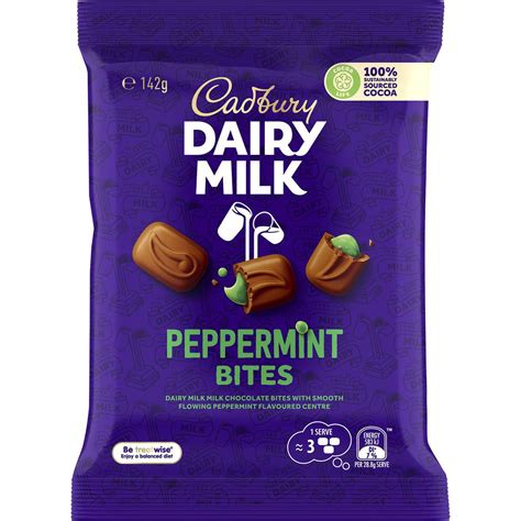 Cadbury Dairy Milk Peppermint Bites Chocolate Snack And Share 142g