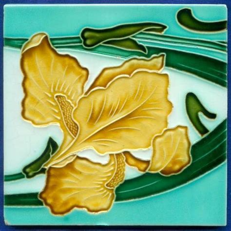 Jugendstil Fliese Kachel Art Nouveau Tile Tegel Carreau Poulet Iris