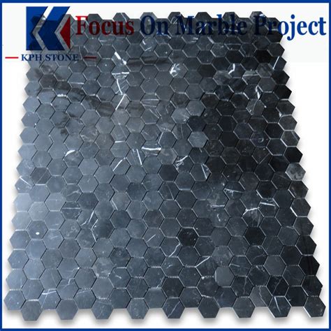 Stone Mosaic Decoration Stones Nero Marquina Black Marble Hexagon