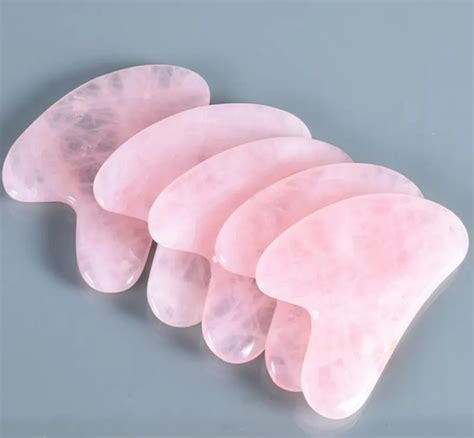 Natural Rose Quartz Gua Sha Tool Pink Jade Stone Facial Scraping Plate For Face Body And Eye