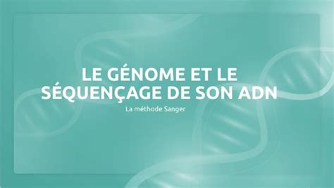 Le séquençage de l ADN la méthode de Sanger