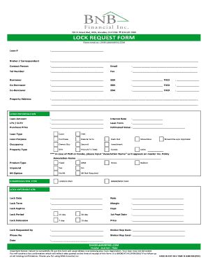 Fillable Online LOCK REQUEST FORM Bbnbfincbbcomb Fax Email Print