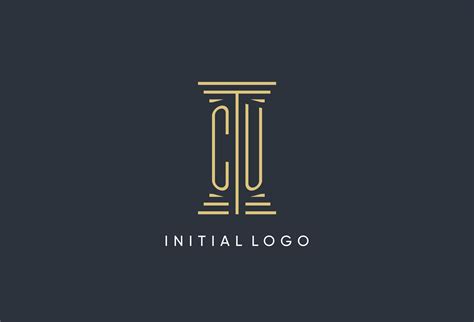 cu initial monogram  pillar shape logo design  vector art