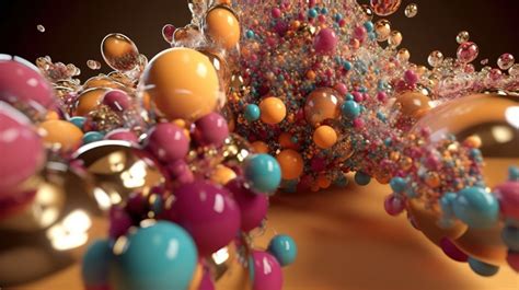 Surreal Flying Meta Balls And Festive Party Balloons In Abstract Art 3d