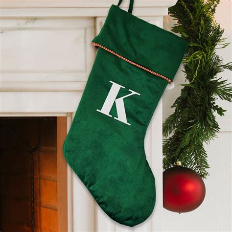 Embroidered Velvet Christmas Stocking Featuring Initial