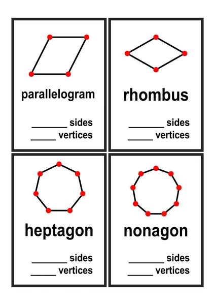 Count Sides Vertices Shapes Worksheet Preschool Kids Vector ...