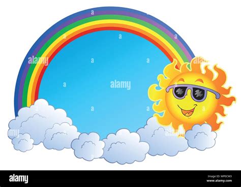 Rainbow with Sun and clouds Stock Vector Image & Art - Alamy