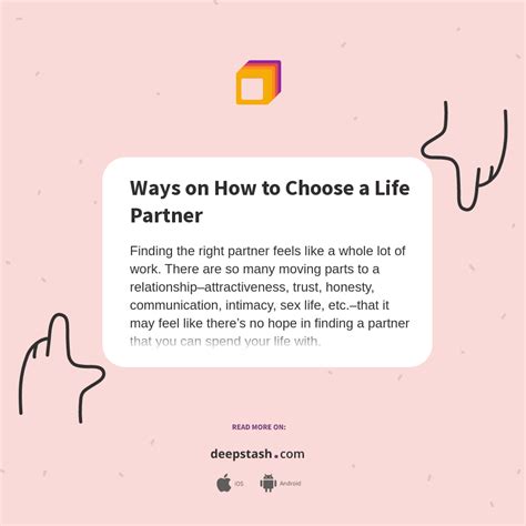 Ways On How To Choose A Life Partner Deepstash