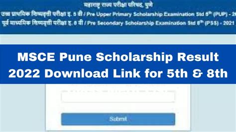 Msce Pune Scholarship Result 2022 Download Link For 5th And 8th Class