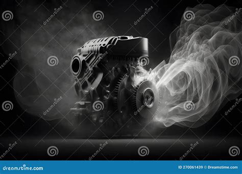 Modern Car Engine On Deep Solid Black Background Neural Network Generated Art Stock Image