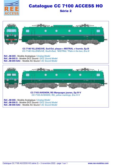 REE MODÈLES Rails Europ Express SNCF CC 7100 electric locomotives