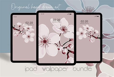 Set of 3 Cherry Blossoms Ipad Wallpaper Flower Wallpaper for - Etsy