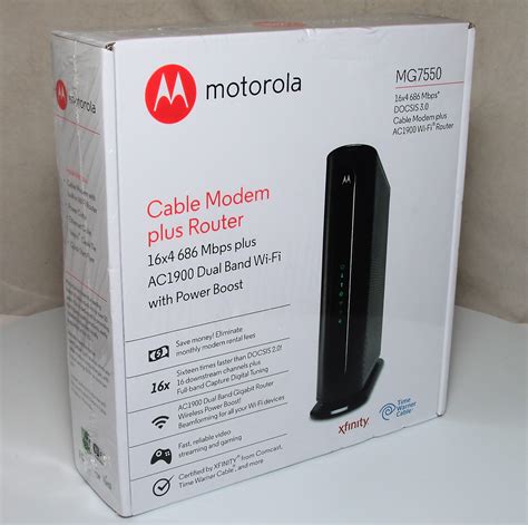 Motorola Mg7550 16 Channel High Speed 686mbps Cable Modem And Ac1900 Wi