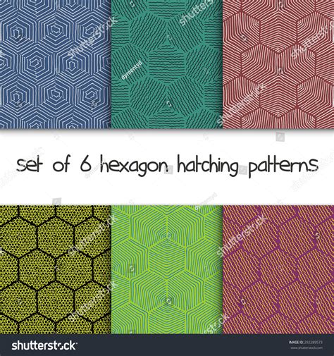 Set 6 Hexagon Seamless Hatching Patterns Stock Vector Royalty Free