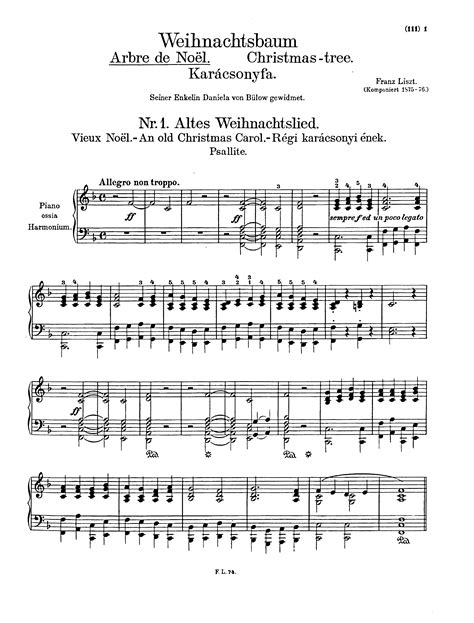 Liszt Franz Weihnachtsbaum S For Piano Free Sheet Music For