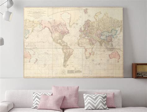 World Map Canvas, Large World Map, Map of the World, Map of World ...