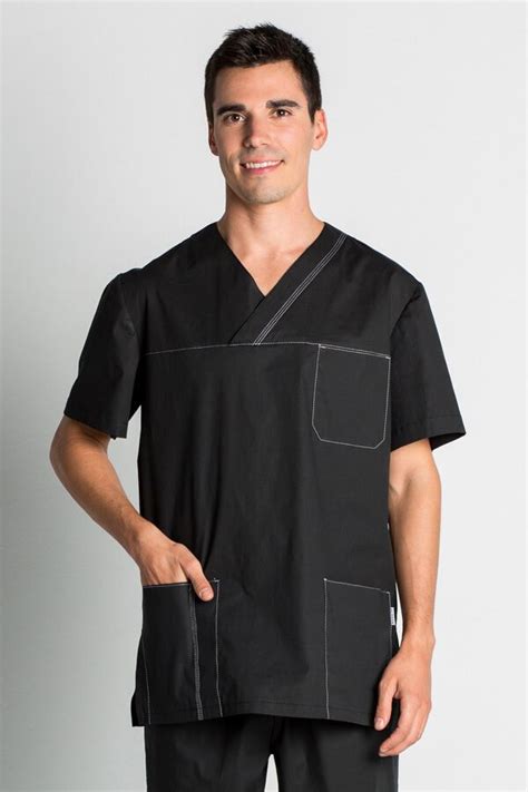 Blouse médicale noire stretch pour Homme Tuniques médicales