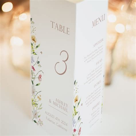 Modern Wedding Tri Fold Table Number Tri Fold Table Menu Etsy