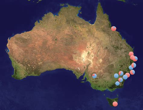 Sites in Australia where specimens of Plutella xylostella (red) and ...