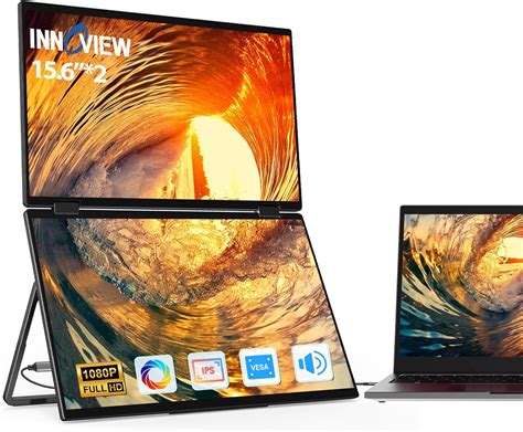 Innoview Laptop Screen Extender Dual Monitors Stacked Folding