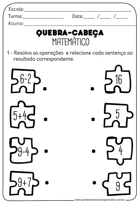 Quebra Cabe A De Matematica Para Imprimir Braincp