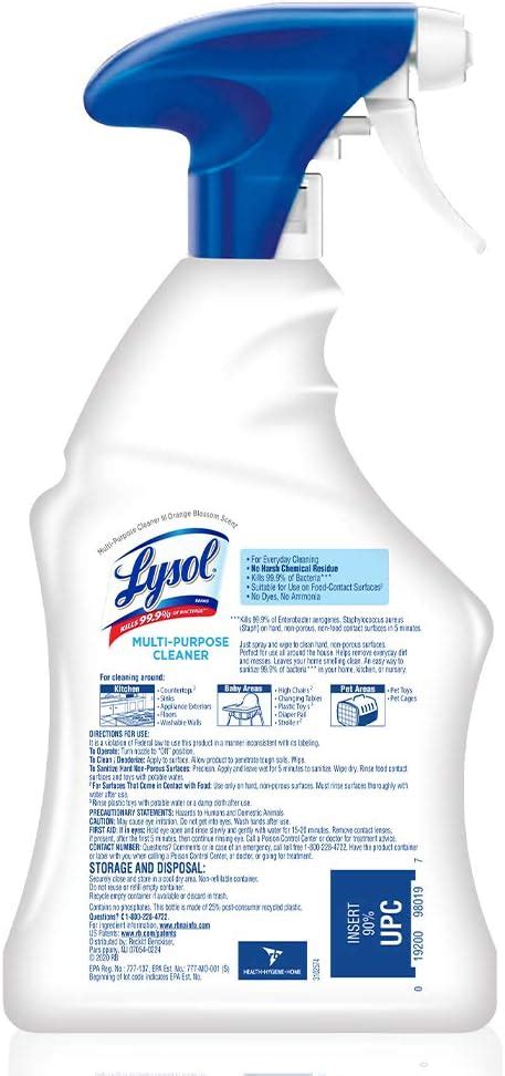 Lysol Simply Multi Purpose Cleaner Spray Orange Blossom Scent No Harsh Chemicals