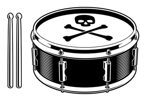 Black and white illustration of drum | Black and white illustration, Drums, Illustration