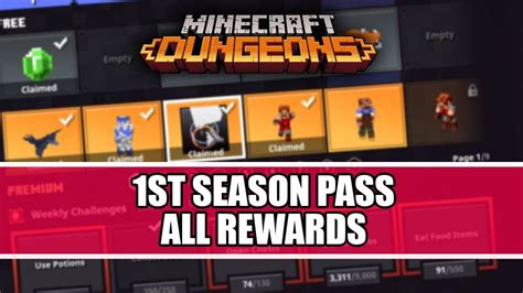 All Minecraft Dungeons First Seasonal Adventure Pass Rewards Youtube