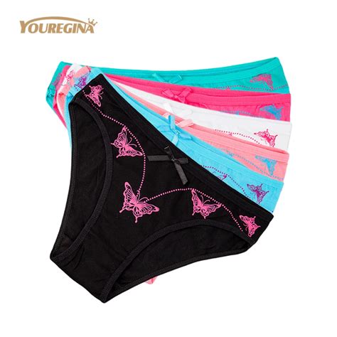 Youregina Underwear Women Sexy Butterfly Print Cotton Briefs Female