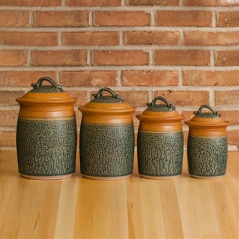 Royce Yoder Canister Set In Tan Ash Glaze Ceramic Kitchen