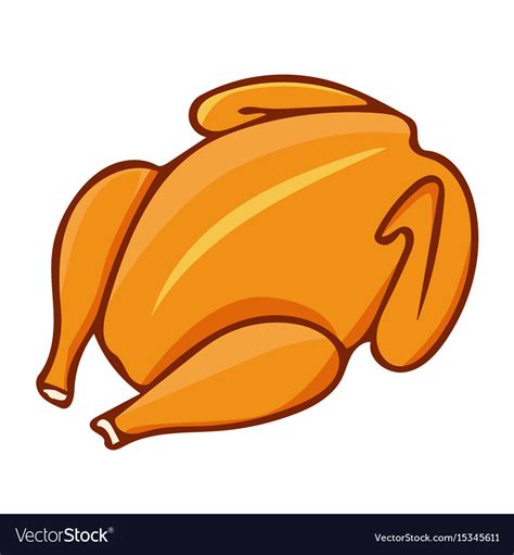 Whole roast chicken isolated Royalty Free Vector Image