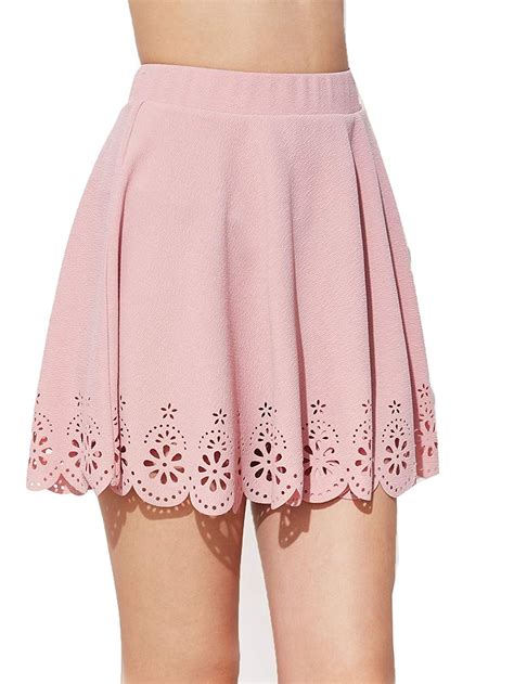 Shein Womens Basic Solid Flared Mini Skater Skirt At Amazon Womens