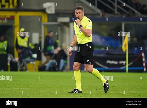 Istvan Kovacs Referee During The Uefa Champions League Quarter