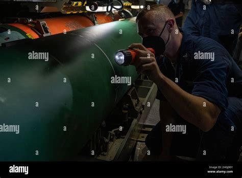 Pacific Ocean Aug 14 2021 Torpedoman 1st Class Cameron Brown From Jasper Tenn Inspects