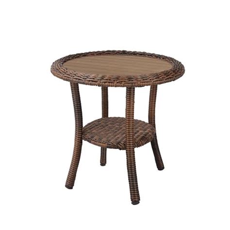 Hampton Bay Cambridge Brown Wicker Outdoor Side Table BrickSeek