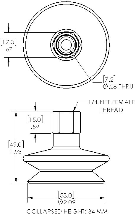 VacMotion Product SB53 SIT 14F 53mm Single Bellows FDA Silicone