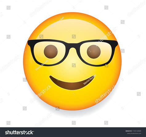 Nerd Face Emoji Clever Emoticon With Glasses Vector Image 59 OFF