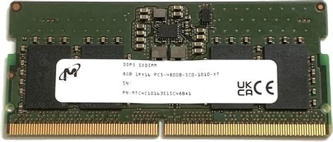 Micron SODIMM 8GB PC5 DDR5 4800 1Rx16 MTC4C10163S1SC48BA1 Memoria RAM