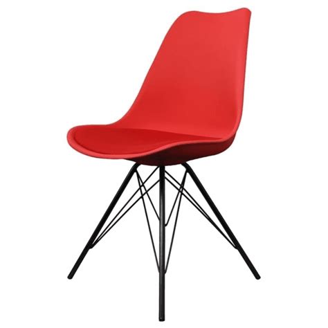 Buy Eiffel Inspired Red Plastic Dining Chair With Black Metal Legs