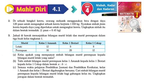 KSSM Matematik Tingkatan 1 Bab 4 Nisbah Kadar Dan Kadaran Mahir Diri 4