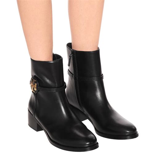 Tory Burch Miller Leather Ankle Boots In Black Lyst