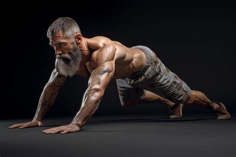 Premium Photo A Man Doing Push Ups With A Black Background