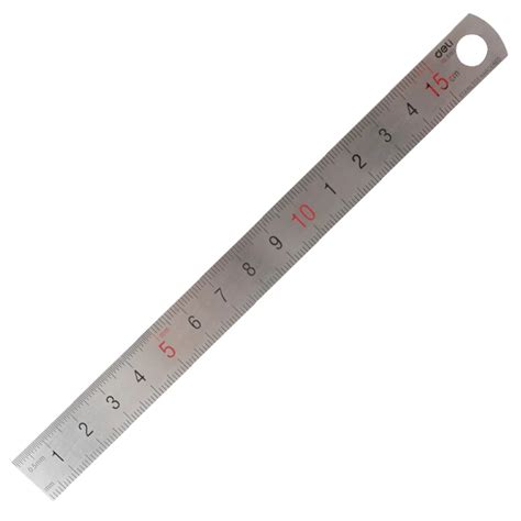 Deli 15cm Stainless Steel Metal Straight Ruler Double Sided Office